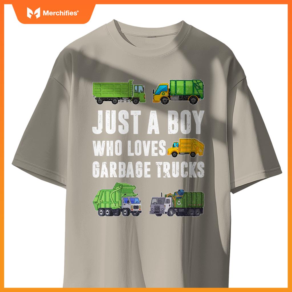 Just A Boy Who Loves Garbage Trucks Kids Toddler Trash Truck T-Shirt