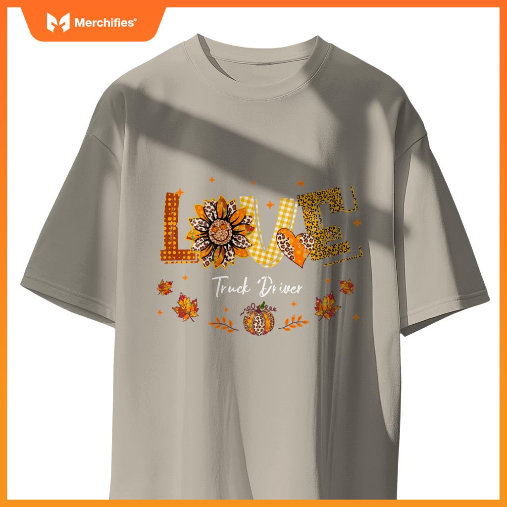 Love Truck Driver Happy Fall Thanksgiving T-Shirt