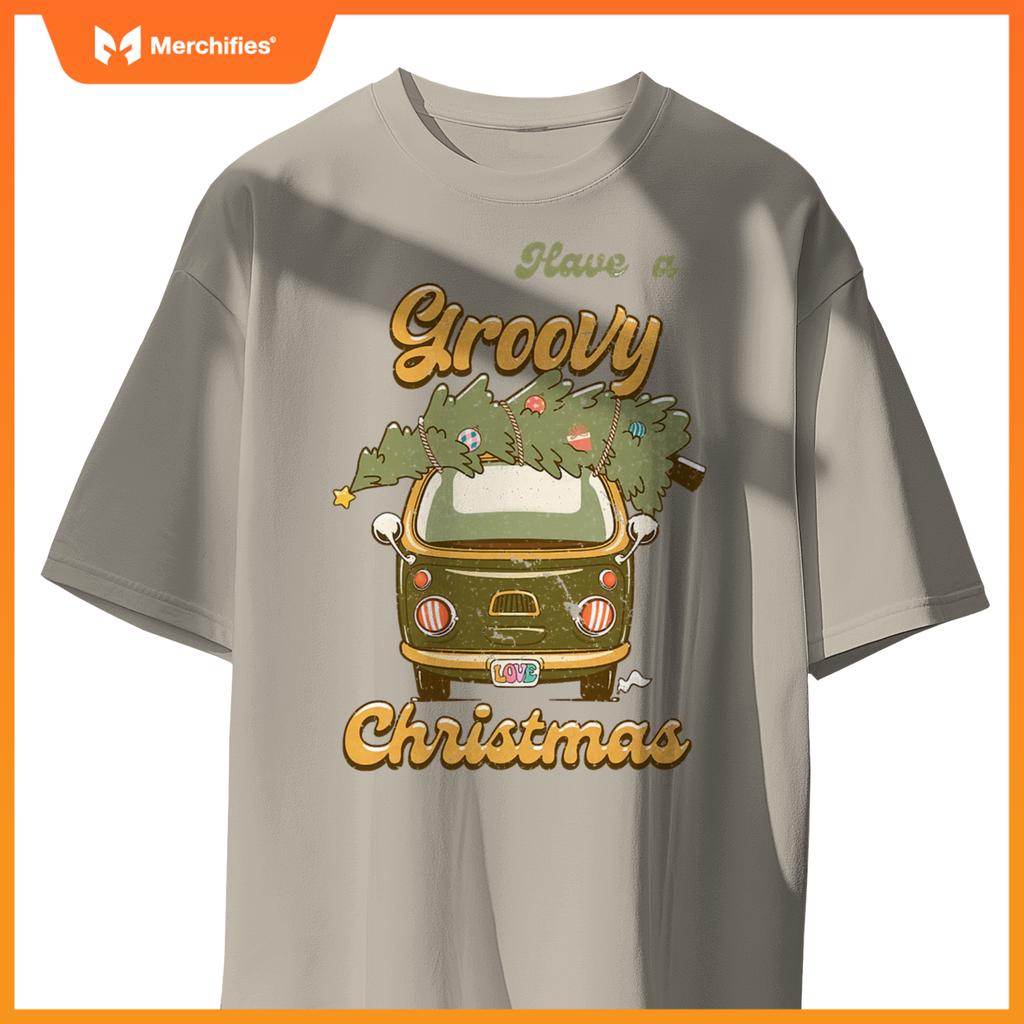 Have Yourself A Groovy Christmas Truck Happy Holiday Xmas T-Shirt