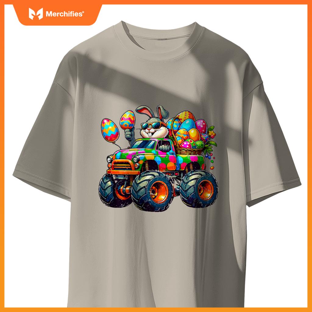 Kids Easter Day Bunny Monster Truck Eggs Cool Rabbit T-Shirt
