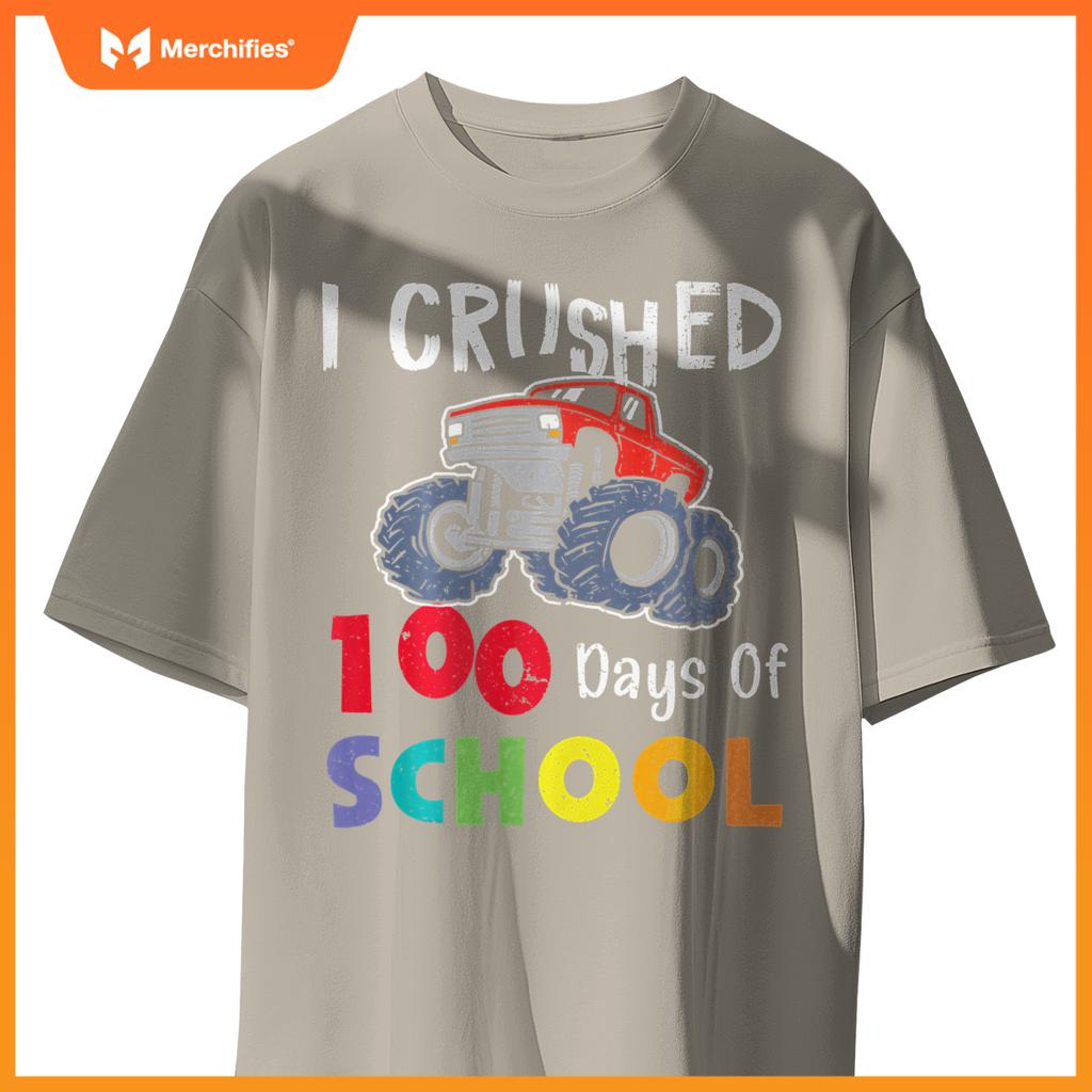 I Crushed 100 Days Of School Monster Truck Kids T-Shirt