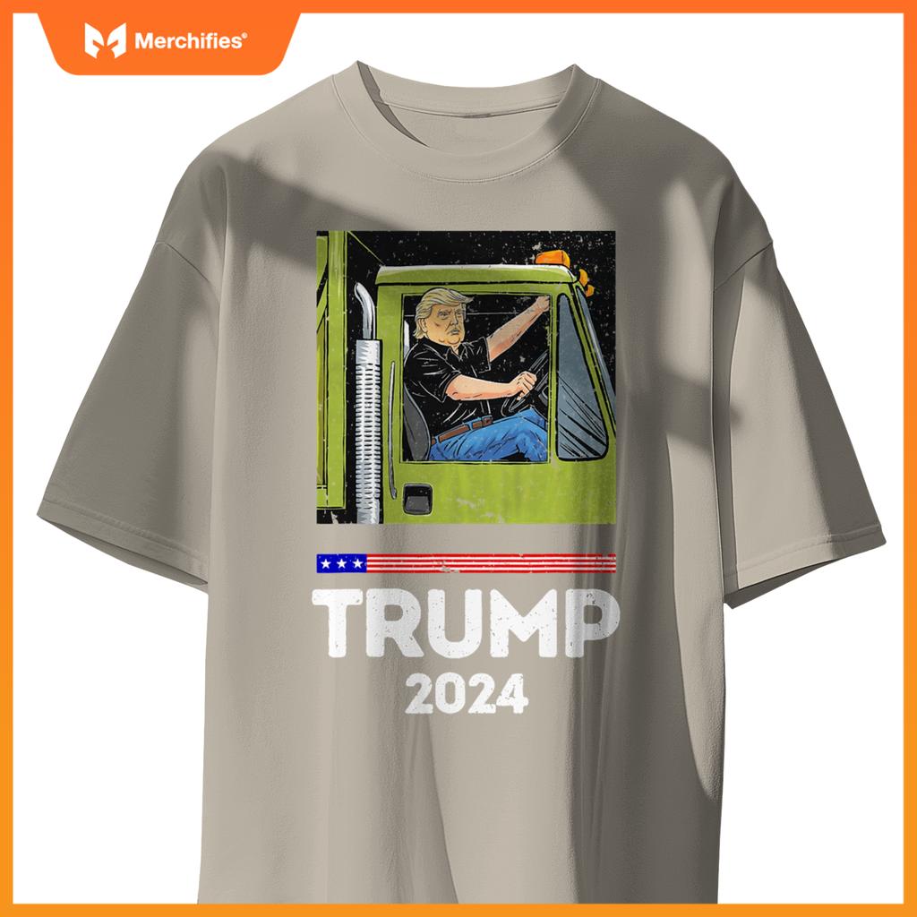 Funny Trump Driving Garbage Truck - Team Garbage T-Shirt