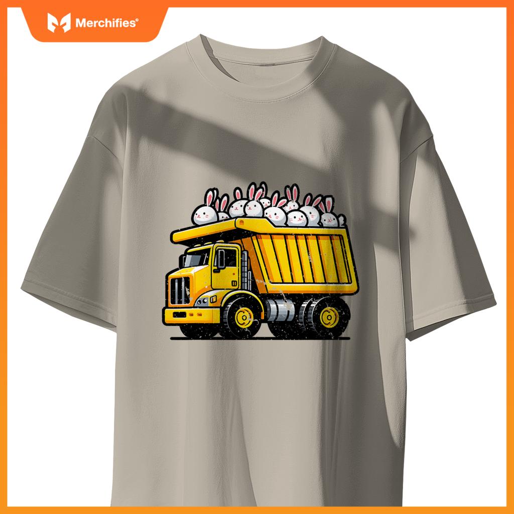 Kids Construction Dump Truck Bunnies Christian Easter Day T-Shirt