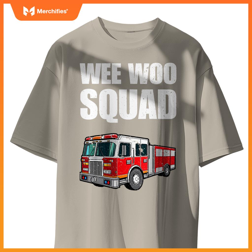 Funny Wee Woo Squad Fire Truck Design for Kids and Adults T-Shirt