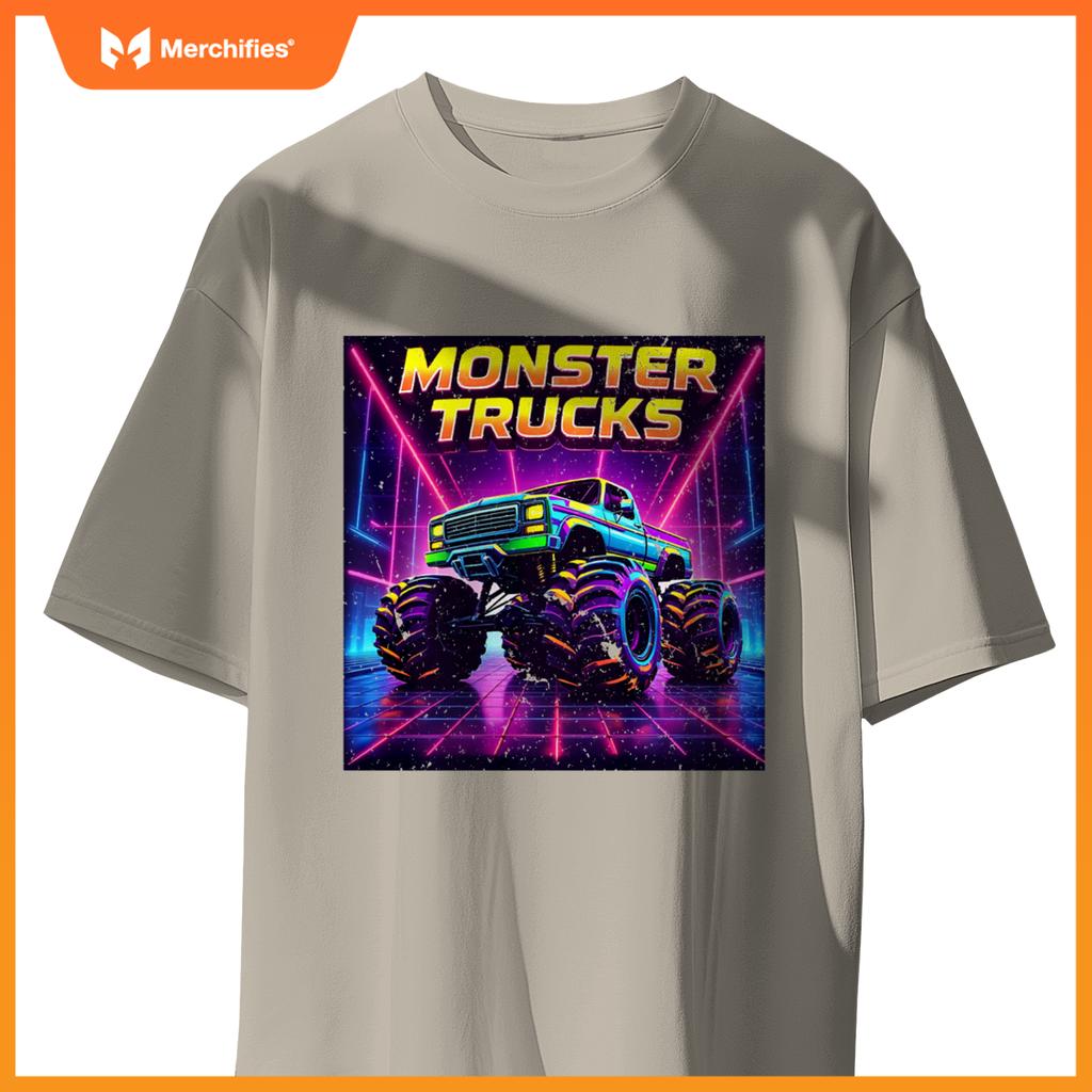 Monster Truck Birthday Party Retro Monster Trucks Boys Girls T-Shirt
