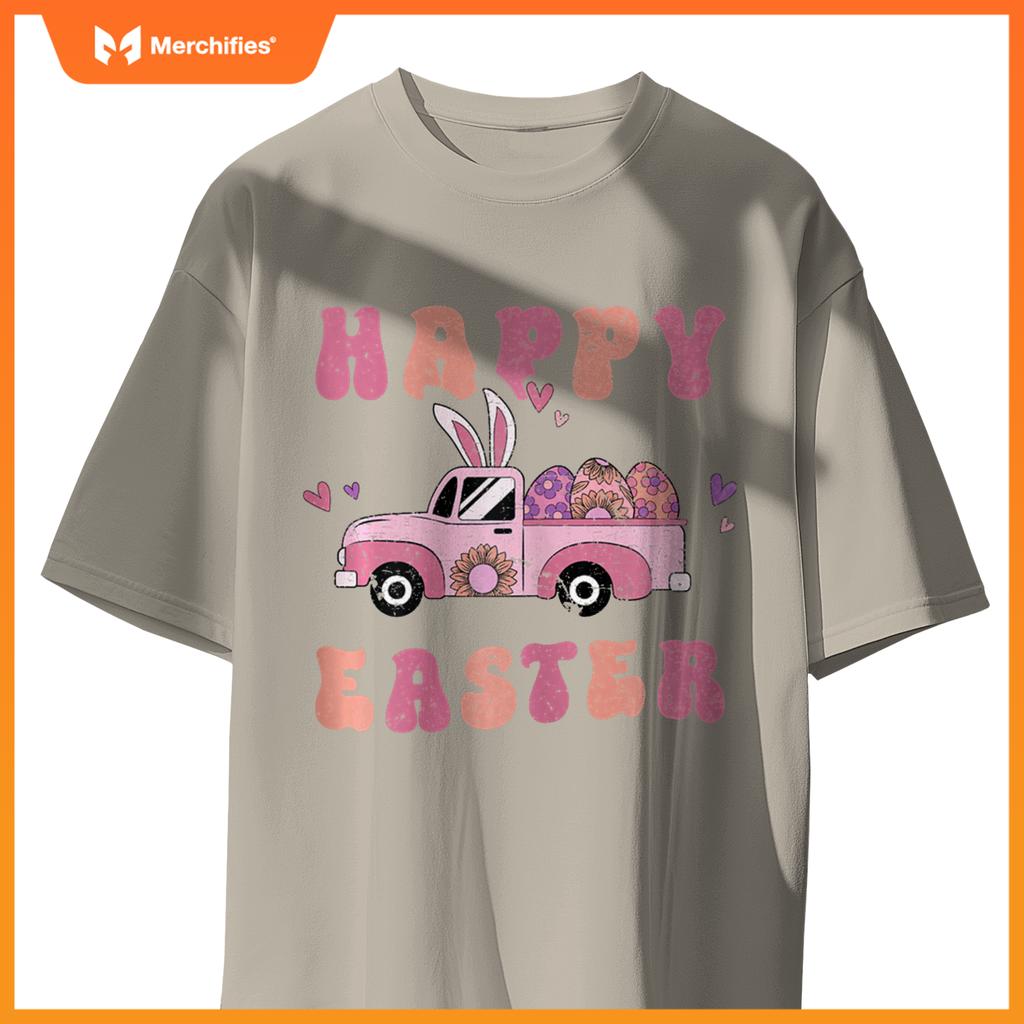 Happy Easter Bunny Truck Rabbit Easter Women Girls T-Shirt