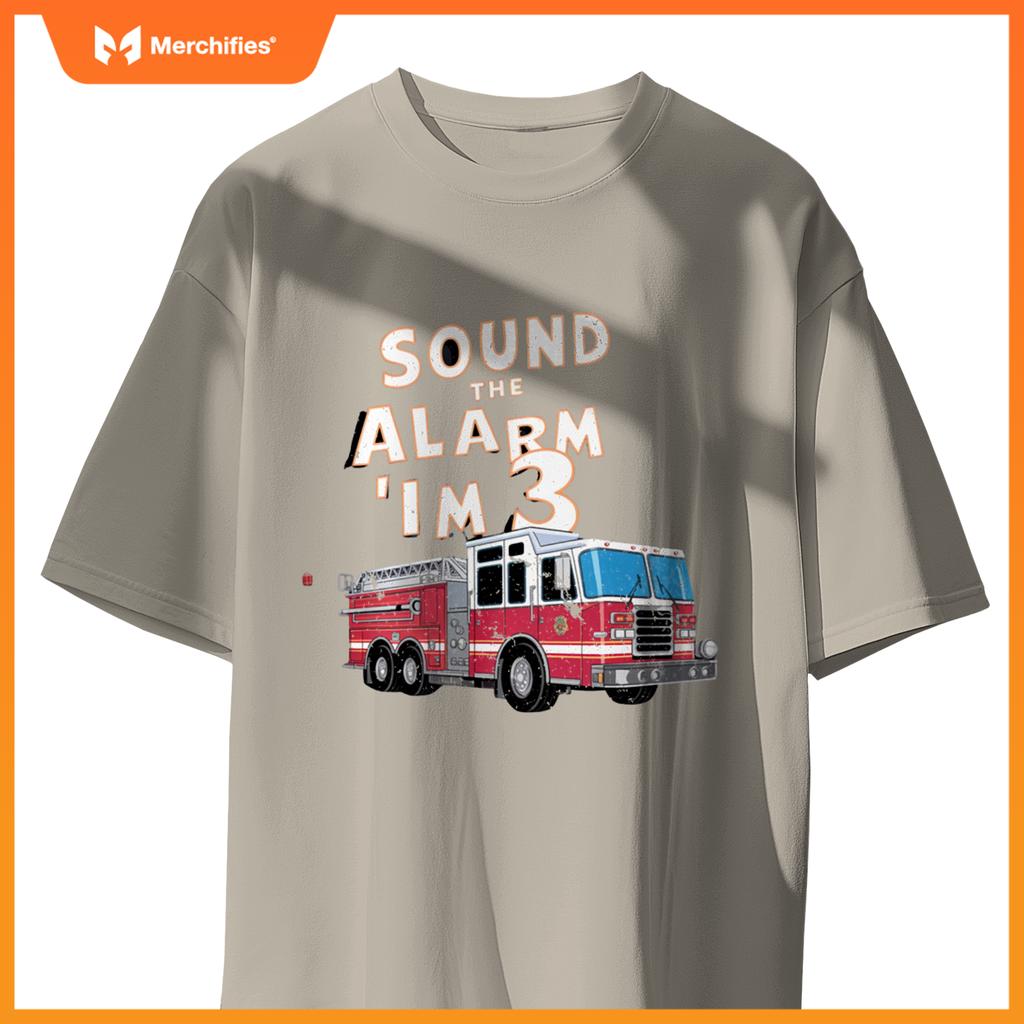 Kids Fire Truck 3 Year Old Firefighter 3rd Birthday Boy T-Shirt