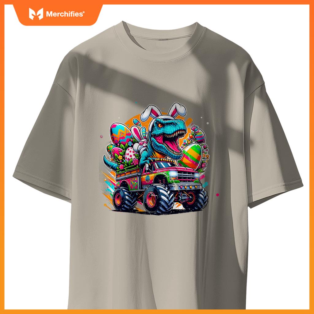 Kids Easter S Boys Toddler Boy Rabbit Bunny T Rex Dino Truck T-Shirt