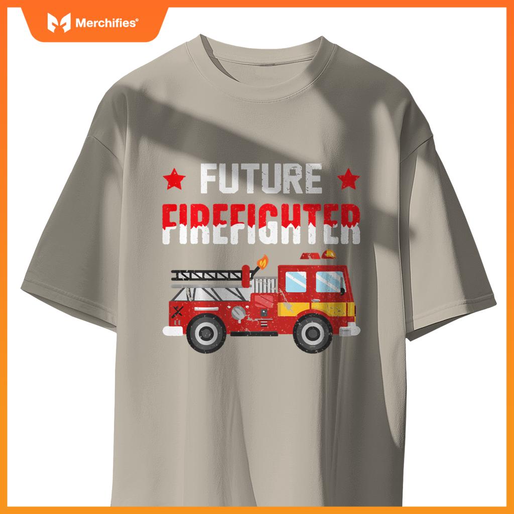 Future Firefighter Fireman Firefighting Boys Kids Fire Truck T-Shirt