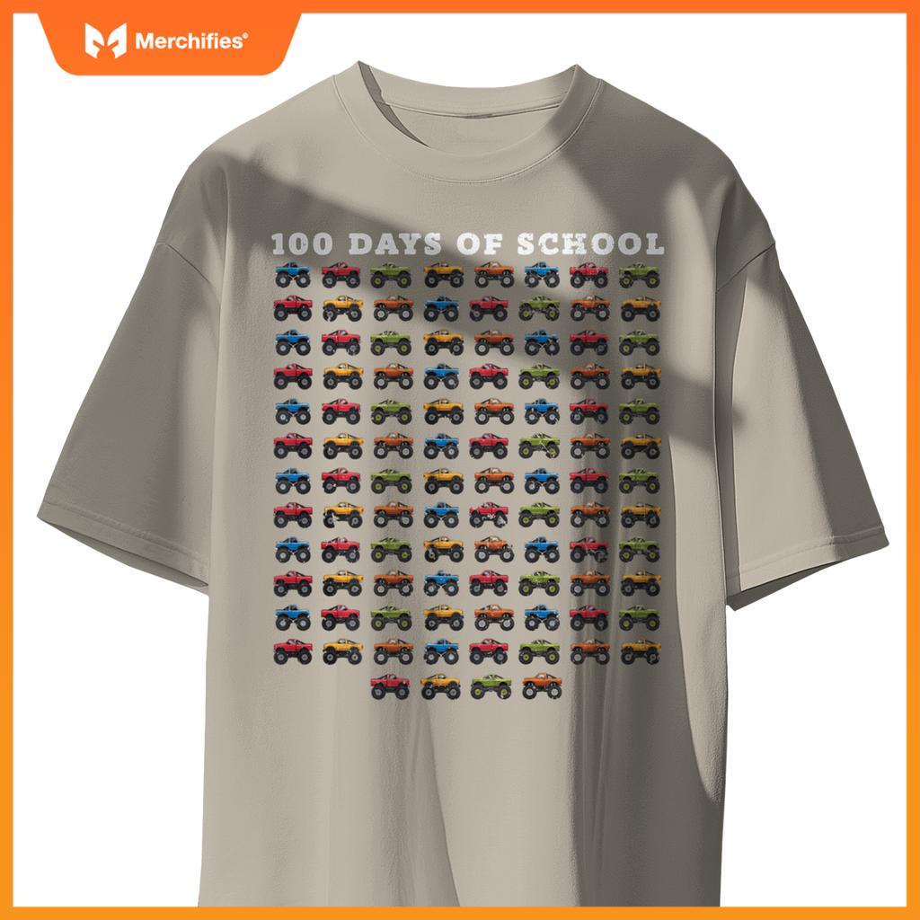 Monster Truck Boys 100 Days of School 100th Day of School T-Shirt