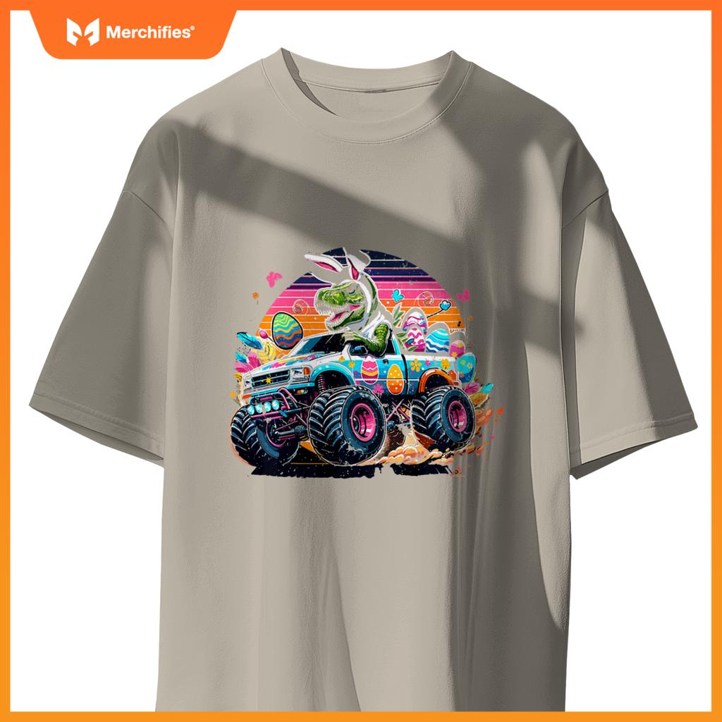 Kids Easter S Boys T Rex Dinosaur Rabbit Truck Toddler Boy T-Shirt