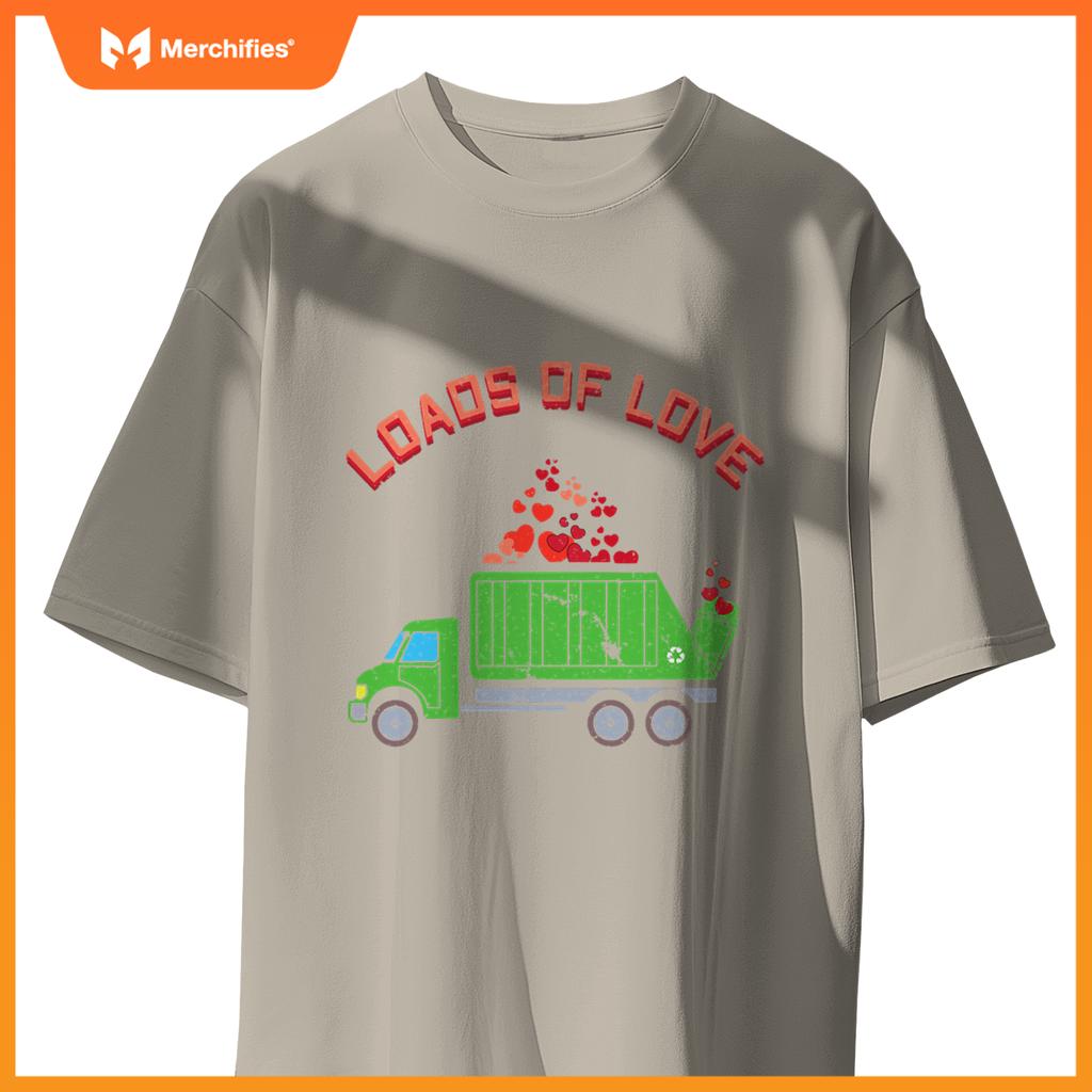 Kids Garbage Truck Hearts Day Happy Valentines T-Shirt