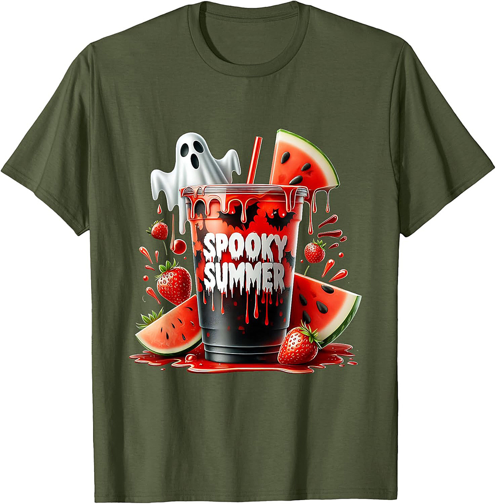 SPOOKY SUMMER Drinks Summerween Vibes Funny Summer T-Shirt