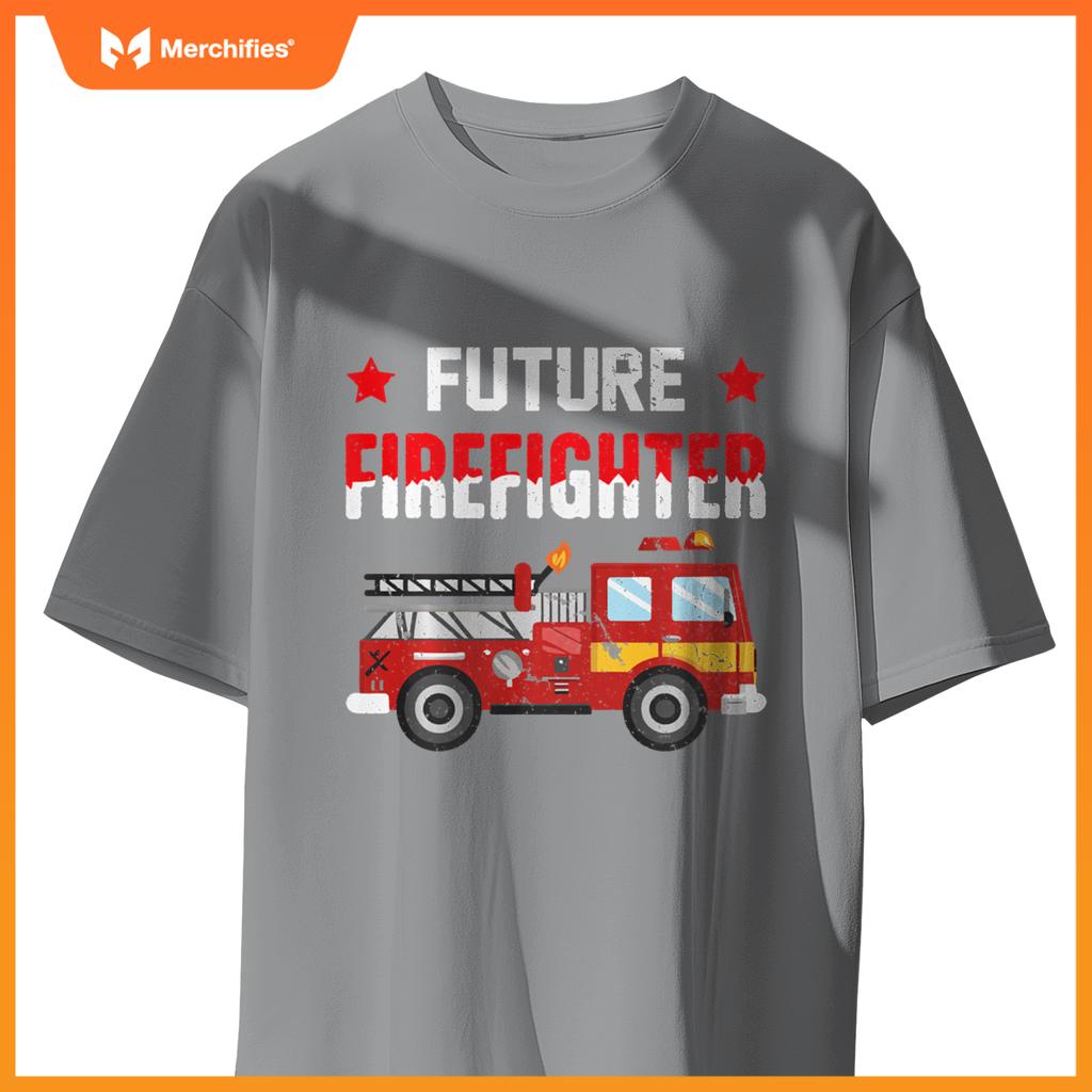 Future Firefighter Fireman Firefighting Boys Kids Fire Truck T-Shirt