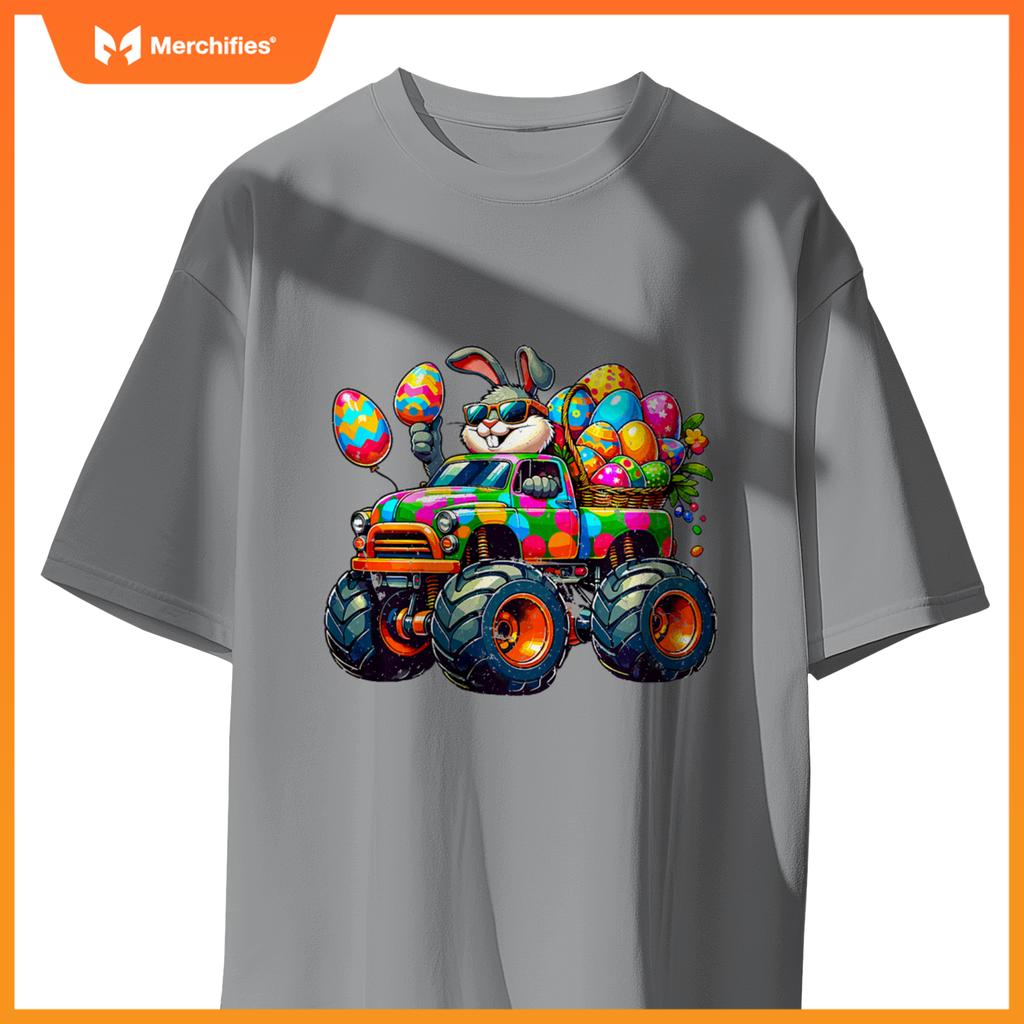 Kids Easter Day Bunny Monster Truck Eggs Cool Rabbit T-Shirt