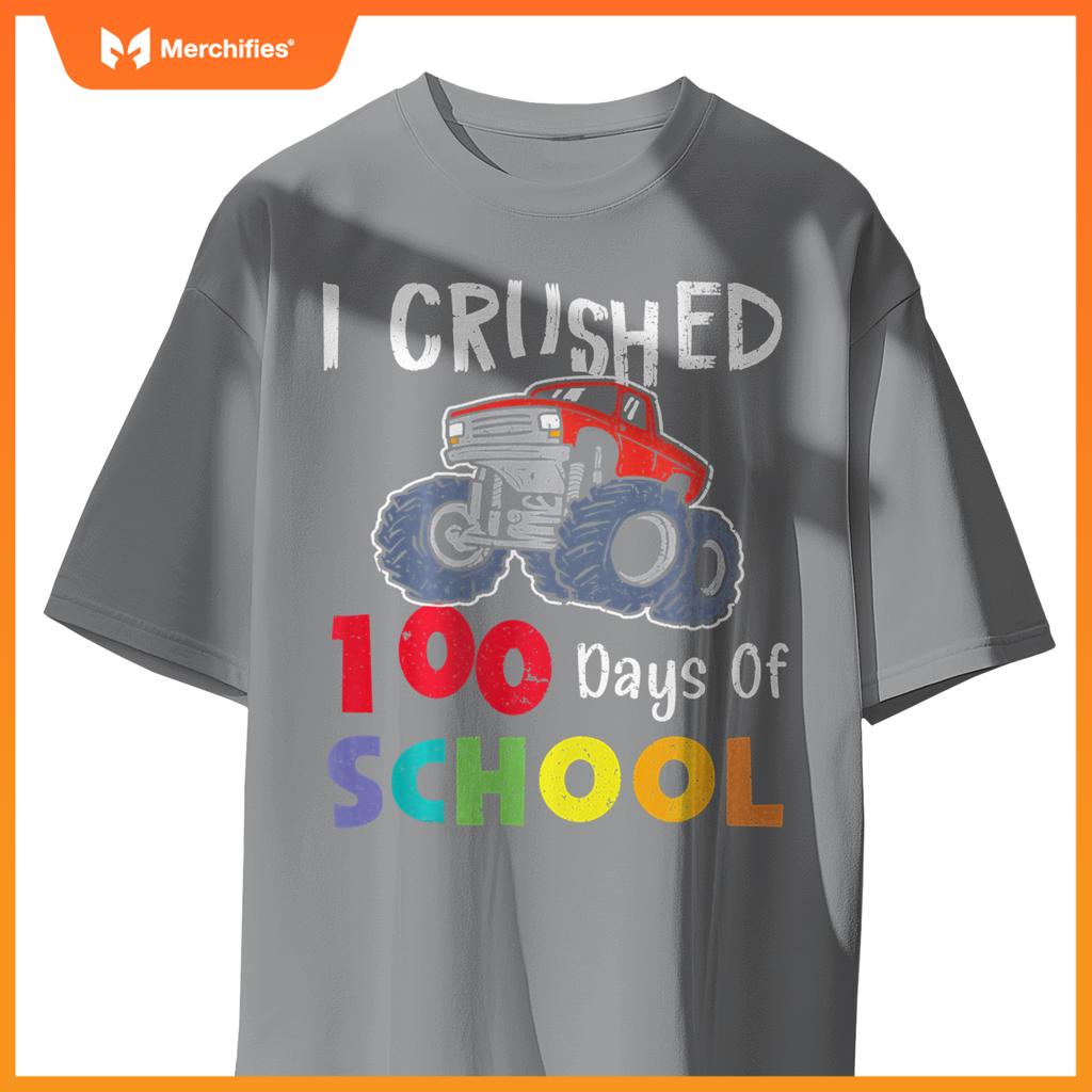 I Crushed 100 Days Of School Monster Truck Kids T-Shirt
