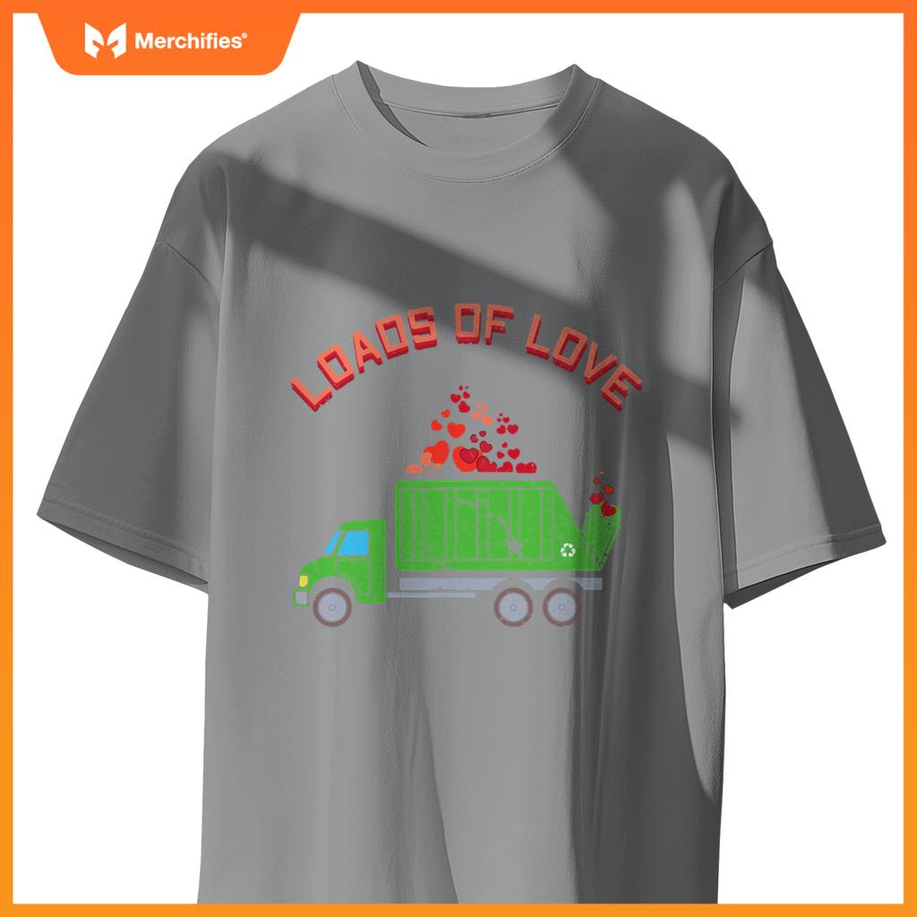 Kids Garbage Truck Hearts Day Happy Valentines T-Shirt