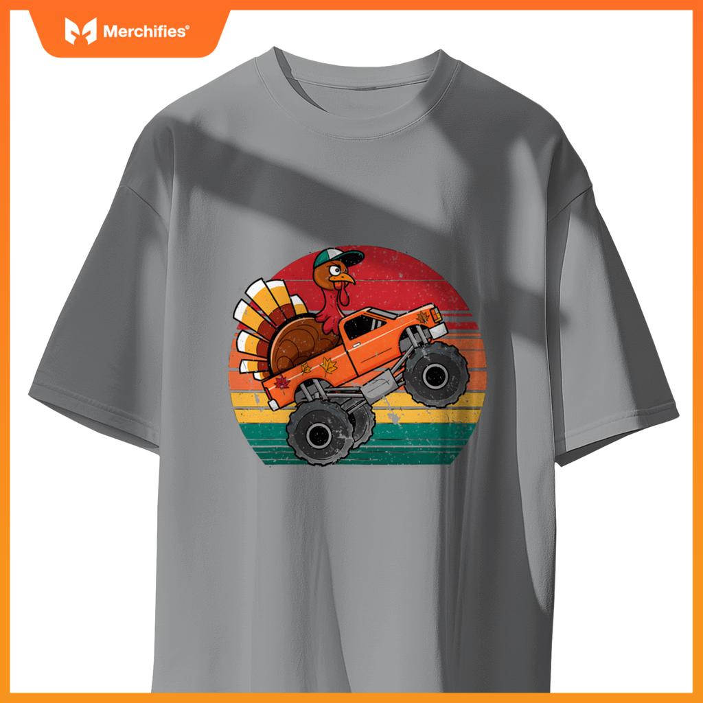Monster Truck Turkey Sunset Toddler Thanksgiving T-Shirt