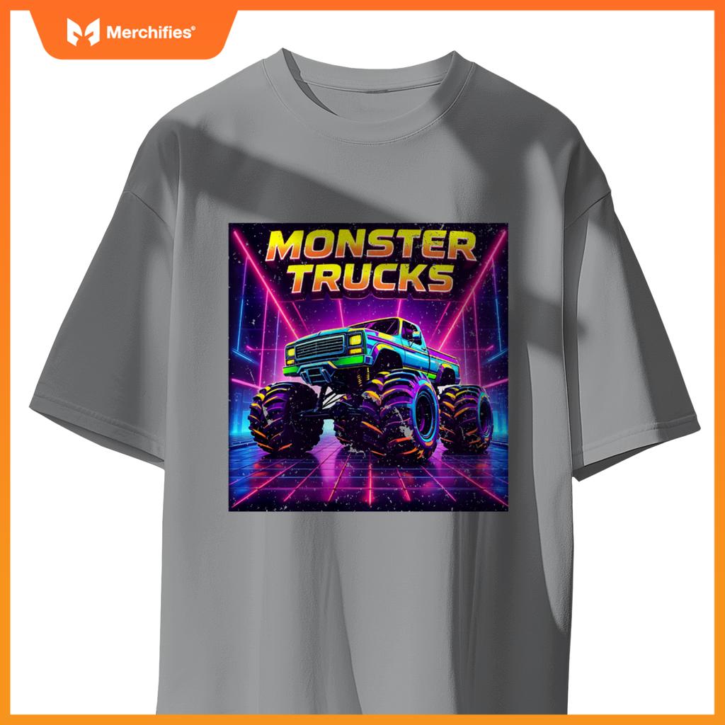 Monster Truck Birthday Party Retro Monster Trucks Boys Girls T-Shirt