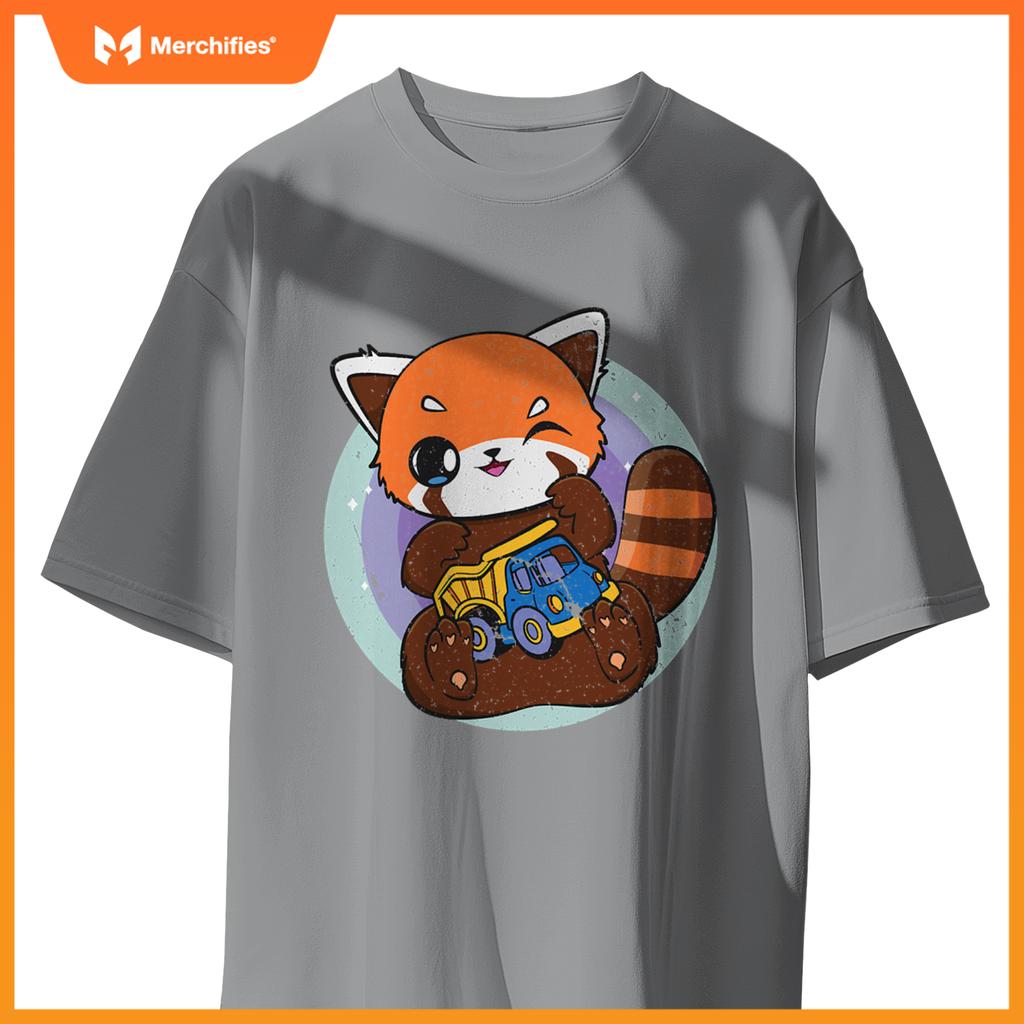 Kawaii Red Panda With Toy Car Truck Cute Chibi Anime Otaku T-Shirt