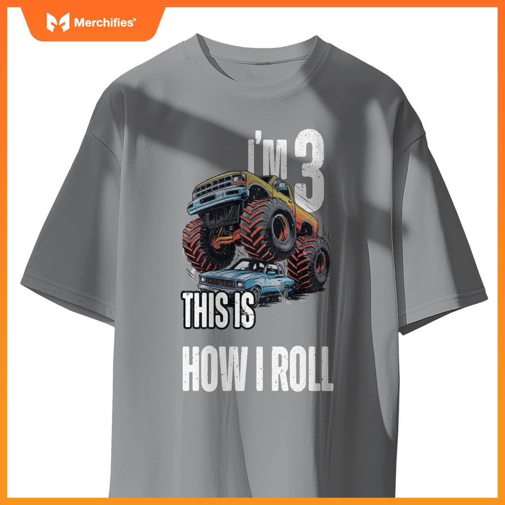 Monster Truck 3 Year Old Toddlers Boy 3rd Birthday Party Car T-Shirt