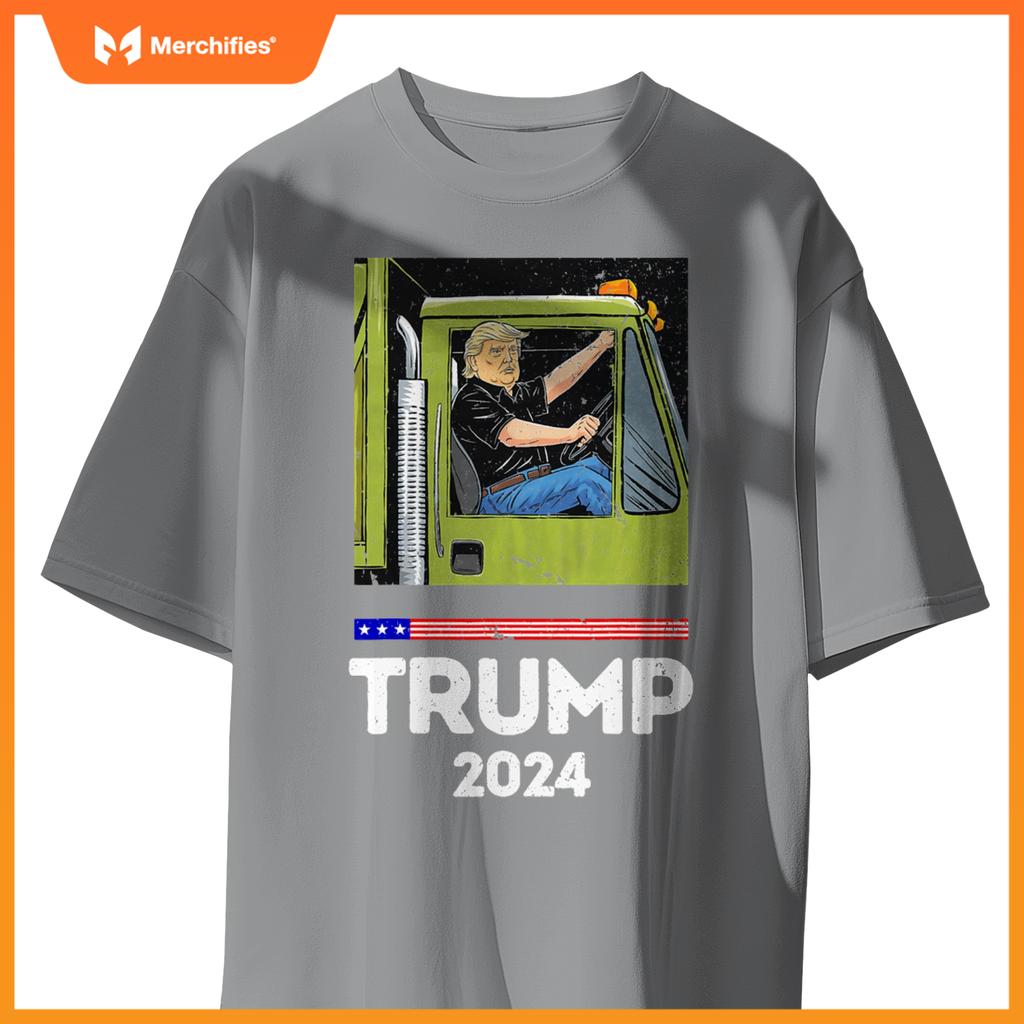 Funny Trump Driving Garbage Truck - Team Garbage T-Shirt