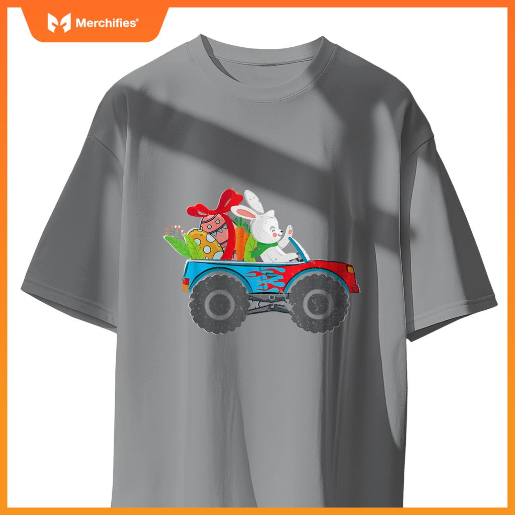 Kids Easter Rabbit Riding Monster Truck  Boys Girls T-Shirt