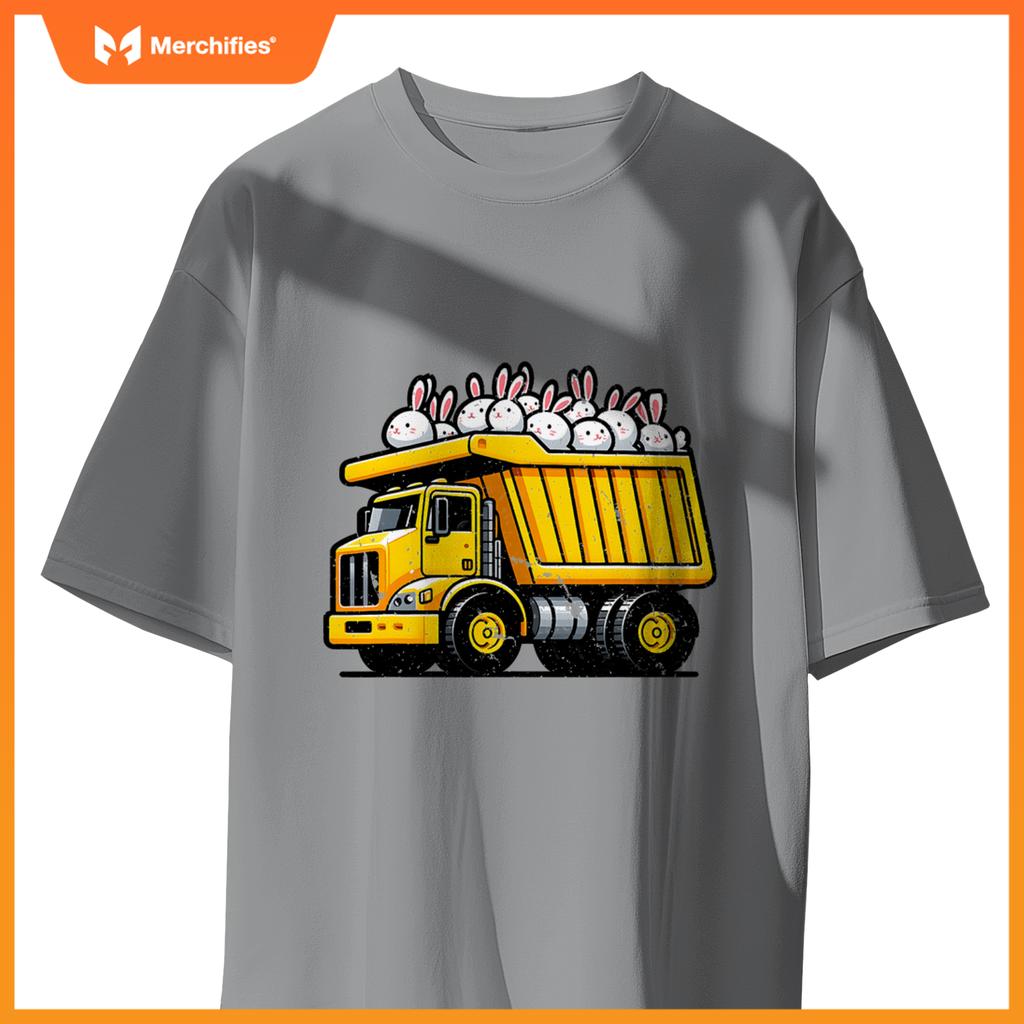 Kids Construction Dump Truck Bunnies Christian Easter Day T-Shirt
