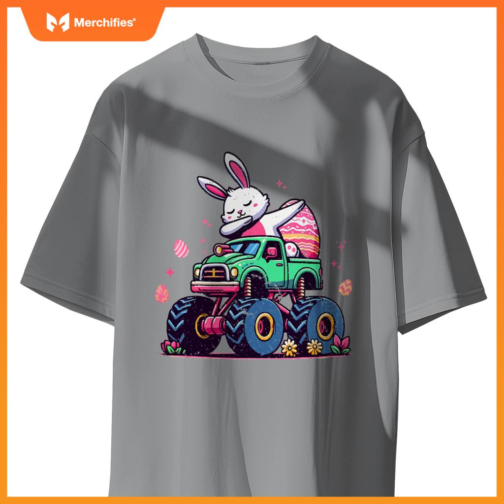 Kids Easter Day Bunny Monster Truck Eggs Cool Rabbit Dabbing T-Shirt