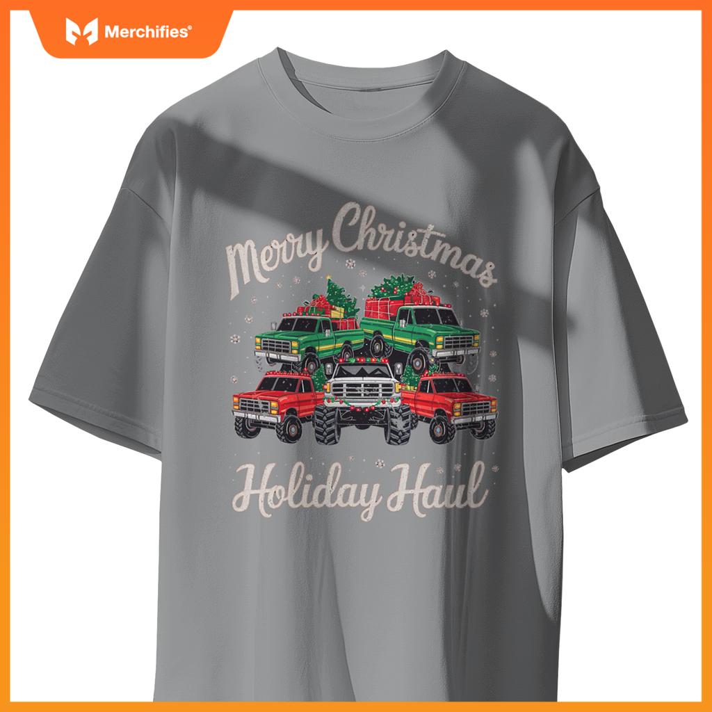 Merry Christmas Holiday Haul Tee – Festive Truck Design T-Shirt