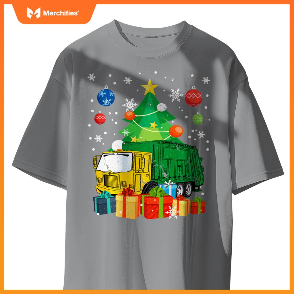 Garbage Truck Christmas Tree Lights Ornament Decor Xmas T-Shirt