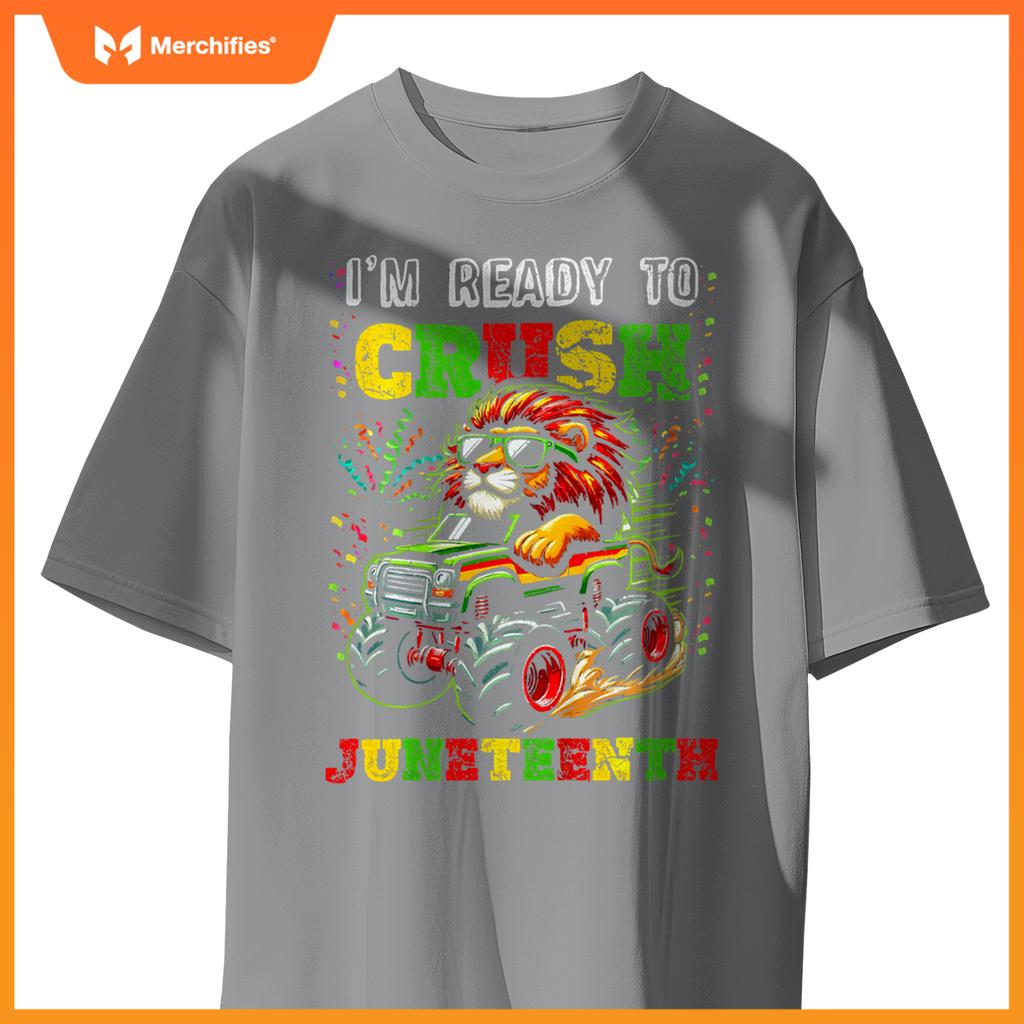 Kids Im Ready To Crush Junenth Monster Truck Lion Junenth T-Shirt