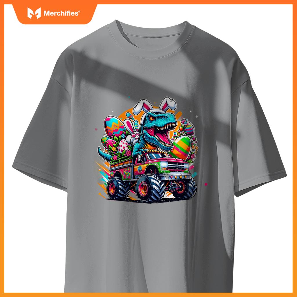 Kids Easter S Boys Toddler Boy Rabbit Bunny T Rex Dino Truck T-Shirt