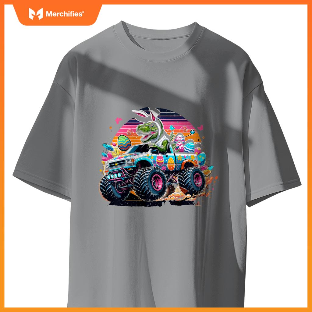 Kids Easter S Boys T Rex Dinosaur Rabbit Truck Toddler Boy T-Shirt
