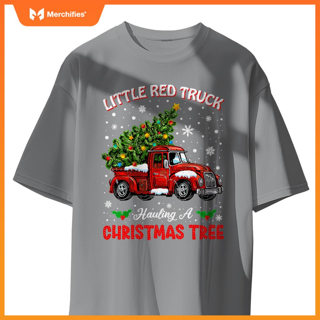 Little Red Truck Hauling A Christmas Tree T-Shirt