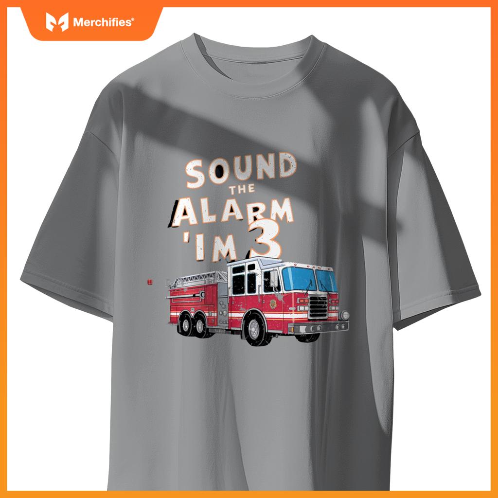 Kids Fire Truck 3 Year Old Firefighter 3rd Birthday Boy T-Shirt