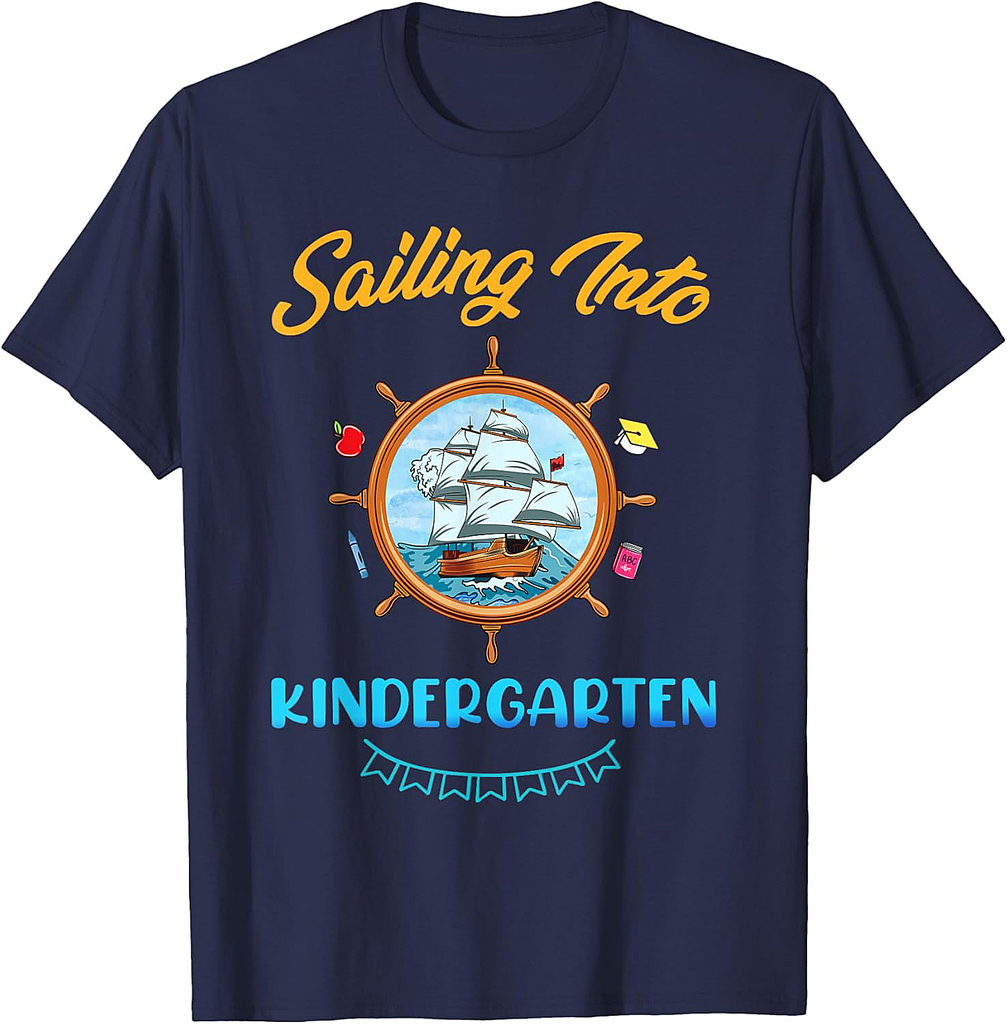 Sailing Into Kindergarten Nautical Teacher Back To School T-Shirt