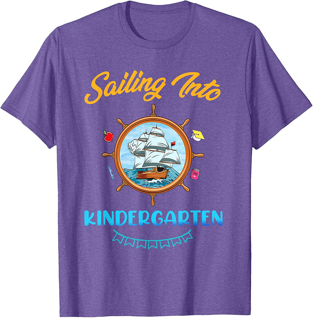 Sailing Into Kindergarten Nautical Teacher Back To School T-Shirt