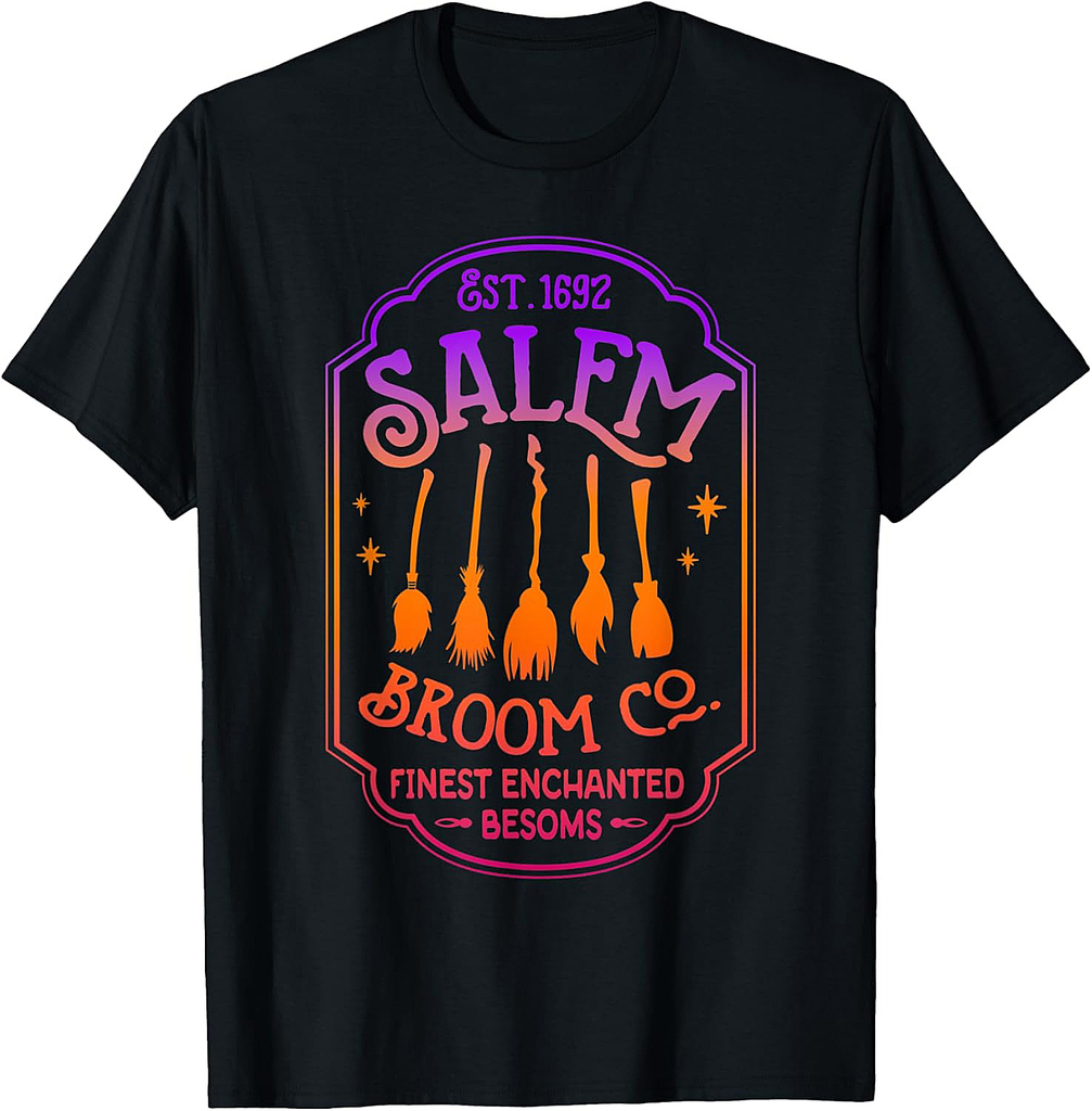 Salem Broom Company Est 1692 Halloween Salem Witch Cat Broom T-Shirt