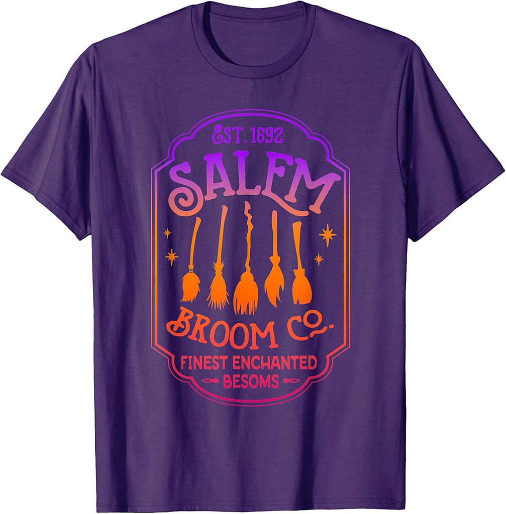 Salem Broom Company Est 1692 Halloween Salem Witch Cat Broom T-Shirt