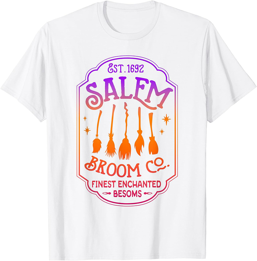 Salem Broom Company Est 1692 Halloween Salem Witch Cat Broom T-Shirt