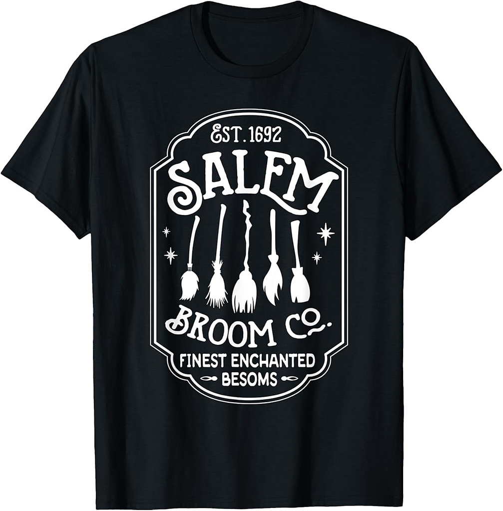 Salem Witch Broom Company Est 1692 Halloween Salem Cat Broom T-Shirt
