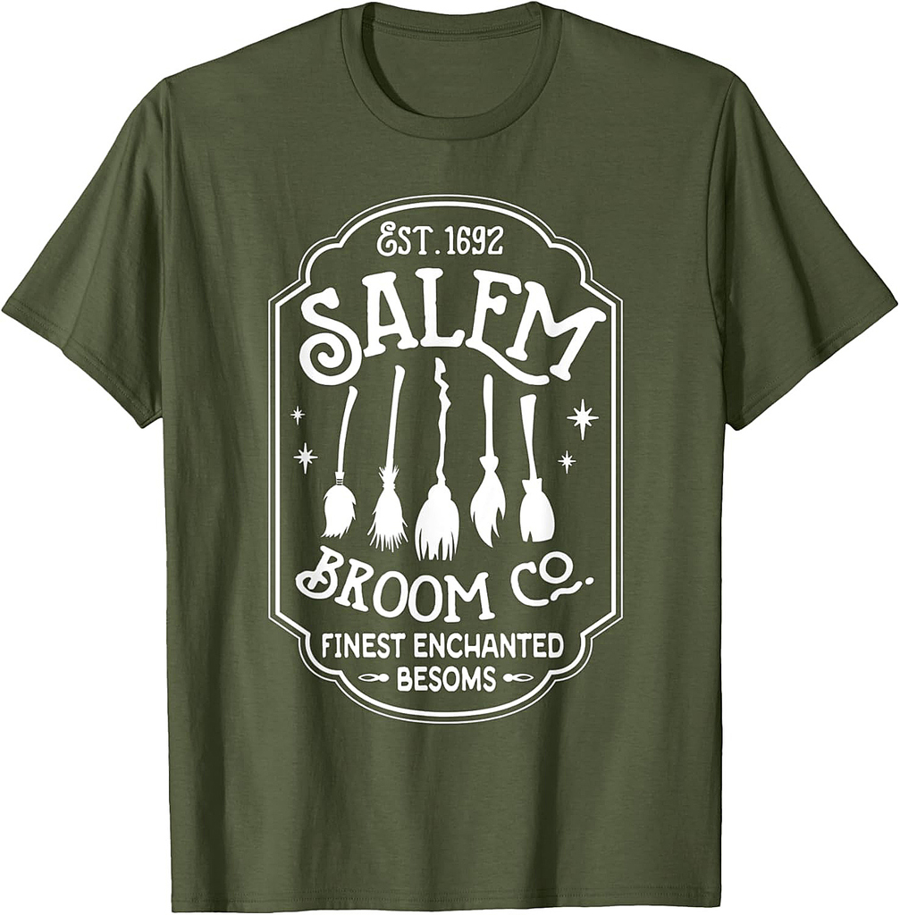 Salem Witch Broom Company Est 1692 Halloween Salem Cat Broom T-Shirt