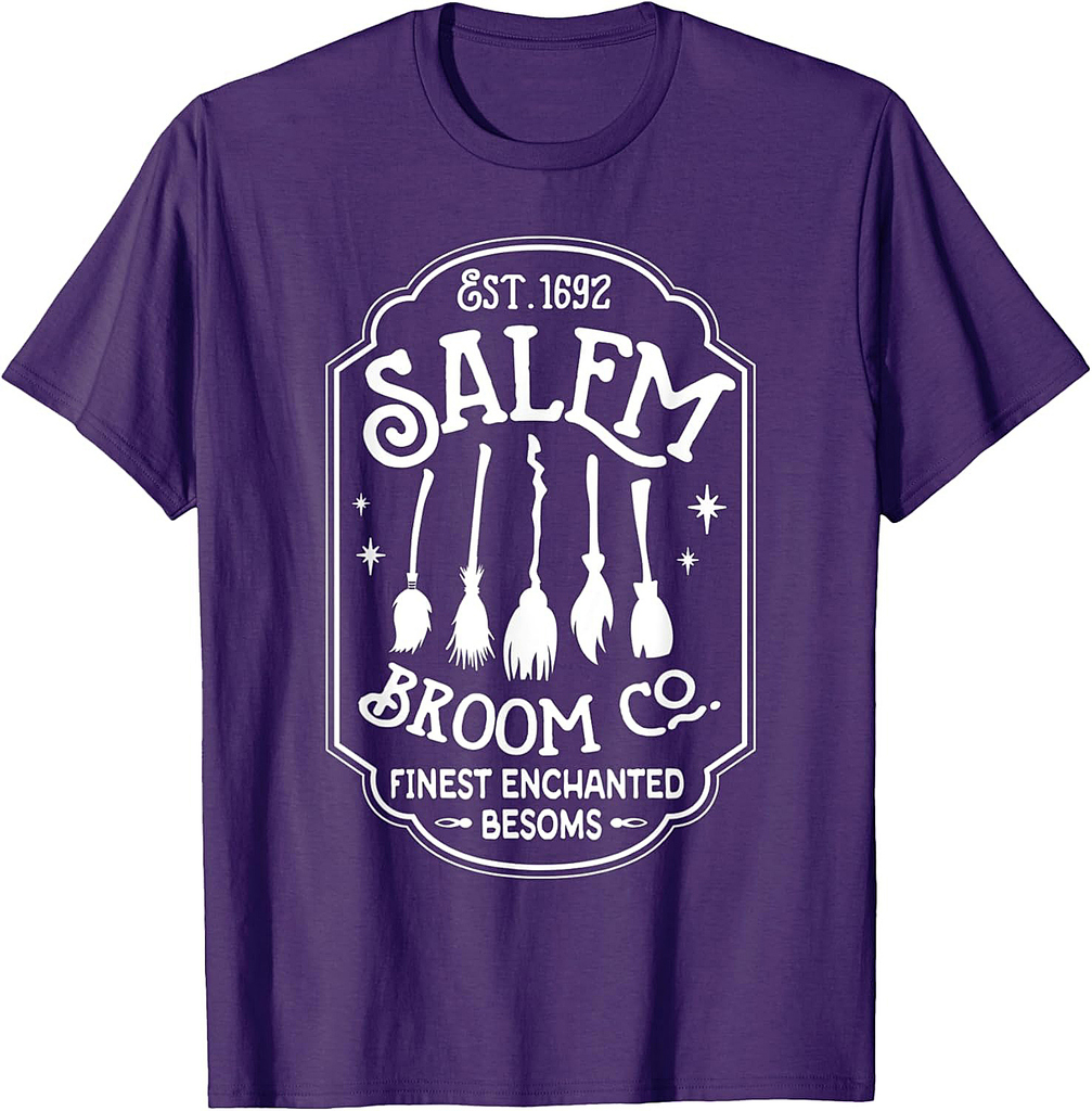 Salem Witch Broom Company Est 1692 Halloween Salem Cat Broom T-Shirt