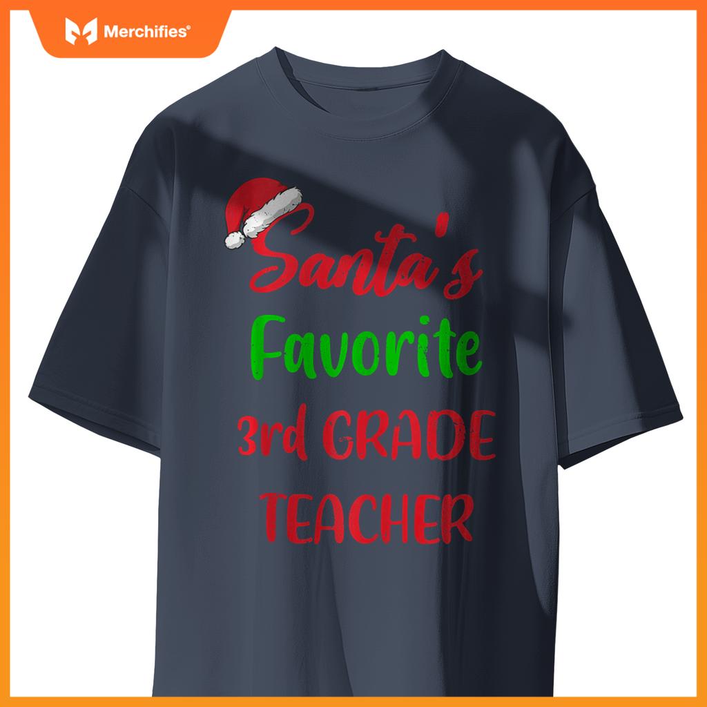 Santas Favorite 3rd Grade Teacher Funny Christmas