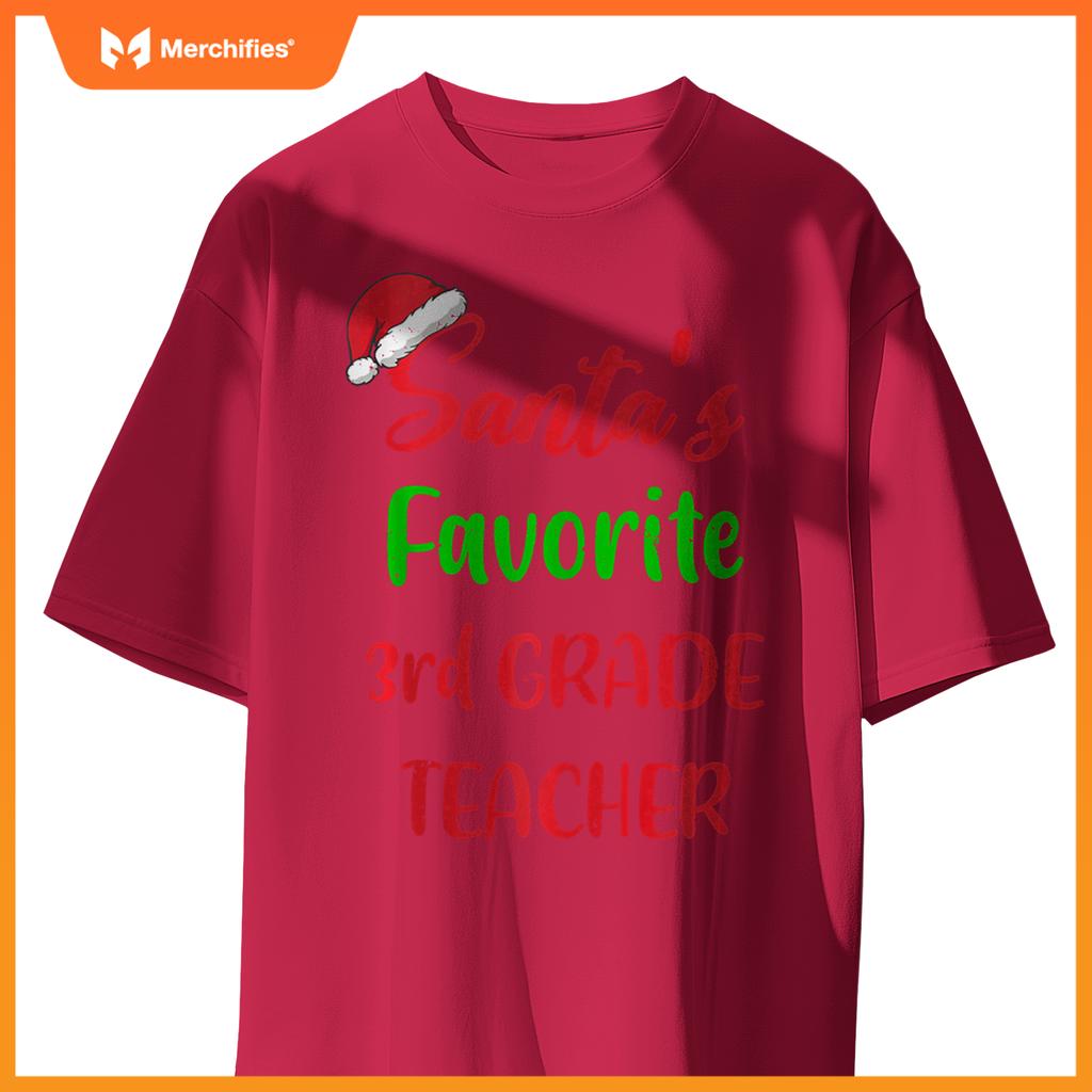 Santas Favorite 3rd Grade Teacher Funny Christmas