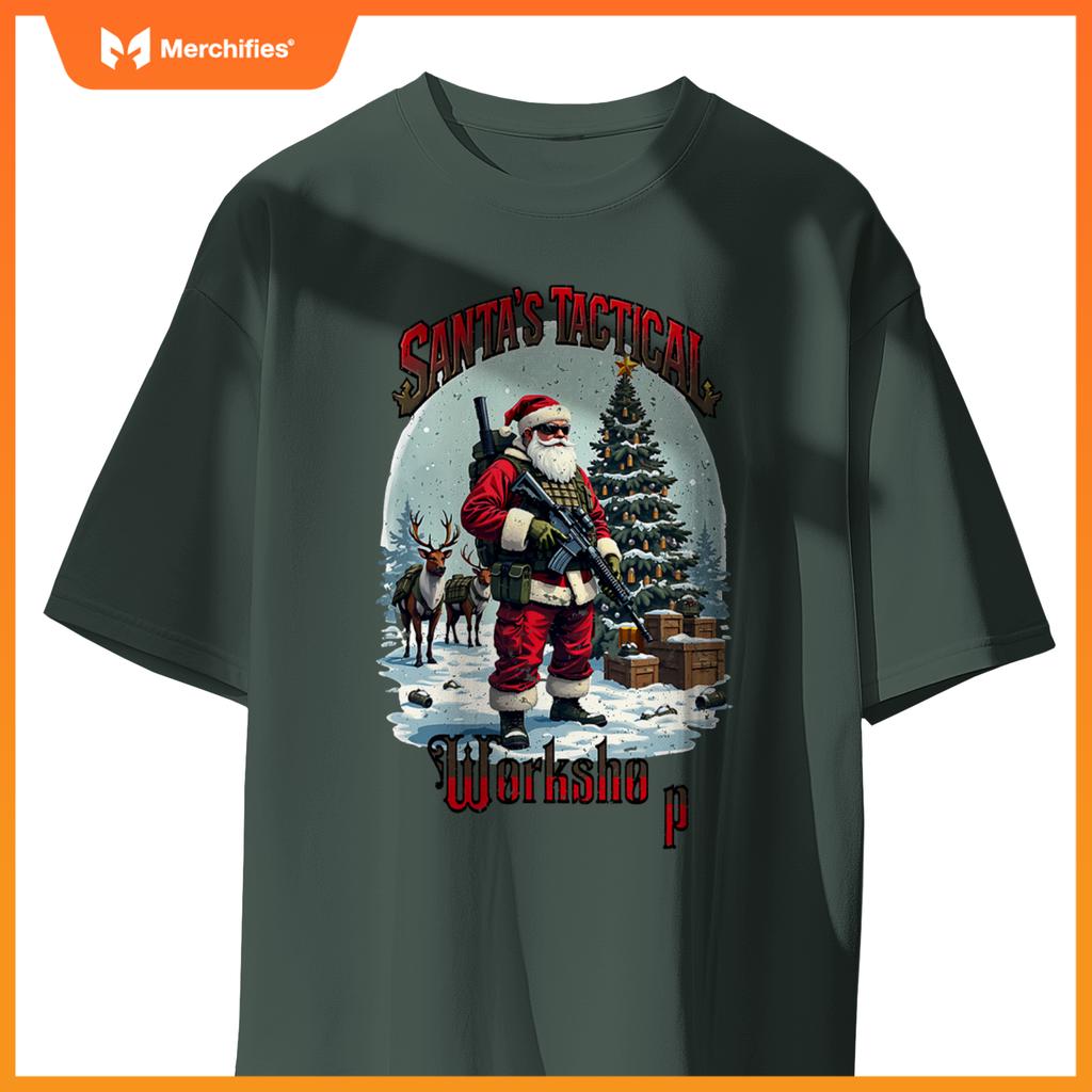 Santa's Tactical Workshop AR-15 Gun Rights Patriotic T-Shirt