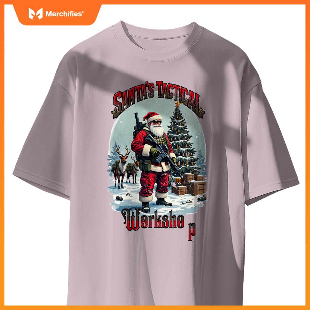 Santa's Tactical Workshop AR-15 Gun Rights Patriotic T-Shirt