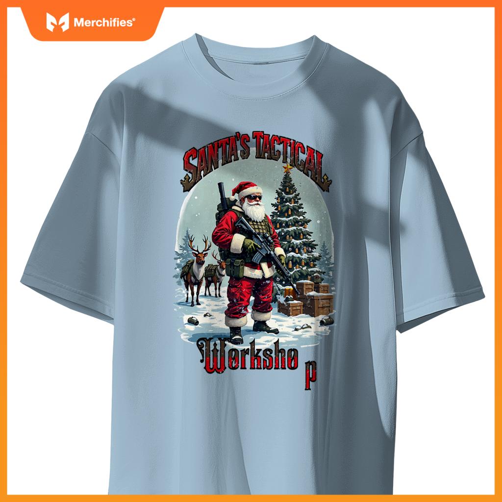 Santa's Tactical Workshop AR-15 Gun Rights Patriotic T-Shirt