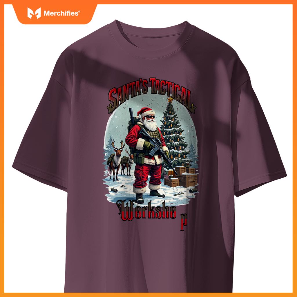 Santa's Tactical Workshop AR-15 Gun Rights Patriotic T-Shirt